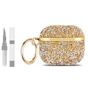 HTUTWOO for Airpods Pro 3 Diamond Case, Rhinestone Bling Glitter Shockproof Protective Cover with Keychain for Girls and Women - 1 of 4