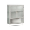 Modern wall cabinet with double glass doors, open rack towel rack, wall mounted design, suitable for bathrooms - 4 of 4