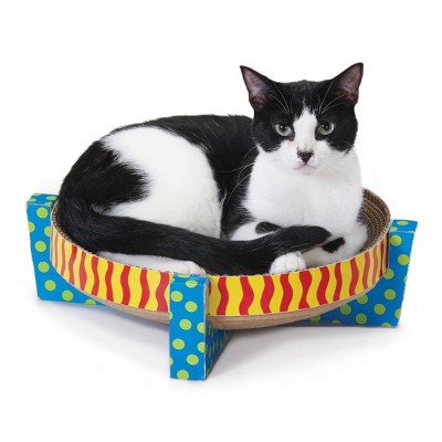 Colorful Corrugated Cardboard Cat Scratcher with Catnip