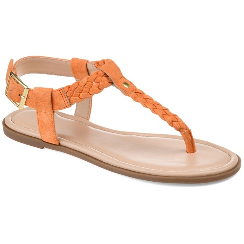 Journee Collection Womens Genevive Tru Comfort Foam Ankle Strap Flat Sandals,  Orange 11 : Target
