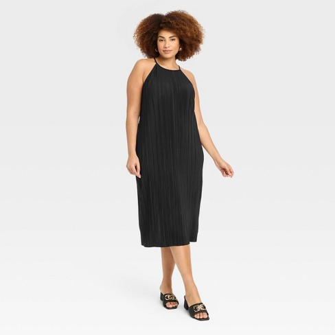 Women's Crepe Midi Slip Dress - A New Day™ Black/white Heart 1x : Target