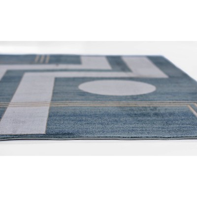 Edi-3 Blue Geometric Wool and Synthetic Rectangular Rug 7'9" x 9'10"