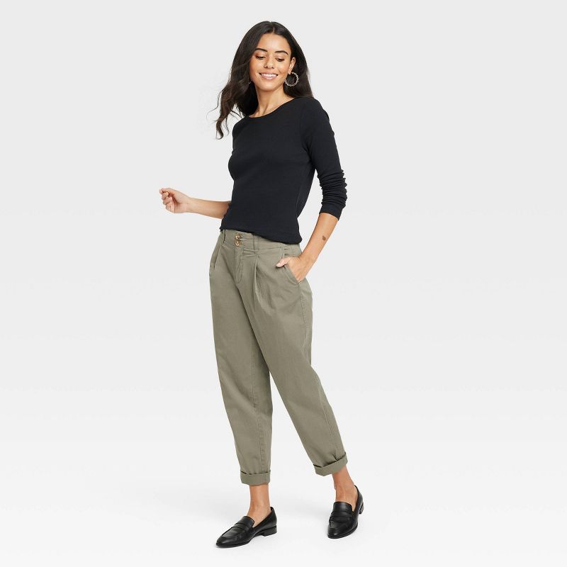 Women's Pleat Front Tapered Chino Pants - A New Day™, 3 of 4