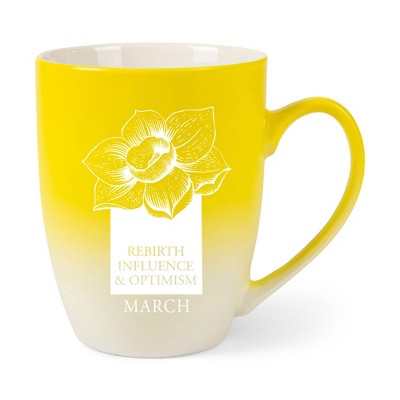 Elanze Designs Rebirth Influence And Optimism March Two Toned Ombre Matte Yellow and White 12 ounce Ceramic Stoneware Coffee Cup Mug