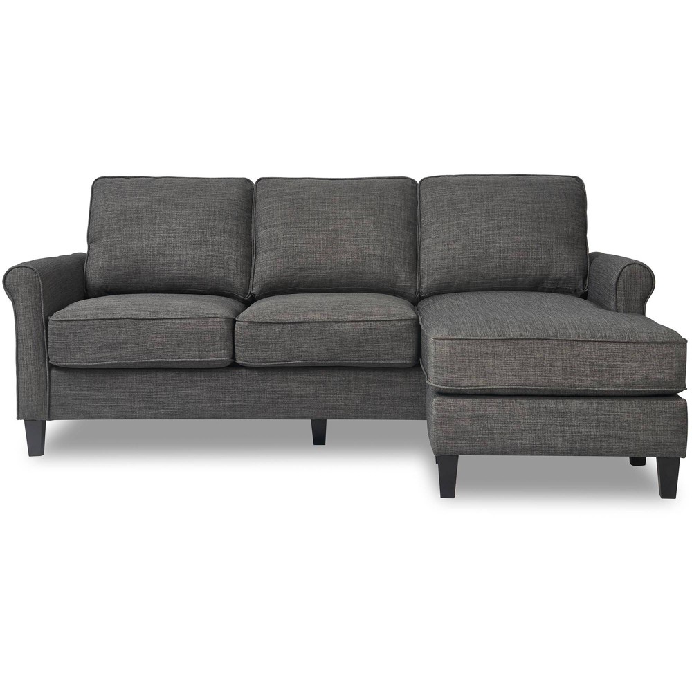 Photos - Sofa Serta Harmon Roll Arm Sectional  Dark Gray - : Upholstered Reversible C 