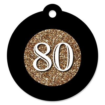 Big Dot of Happiness Adult 80th Birthday - Gold - Birthday Party Favor Gift Tags (Set of 20)