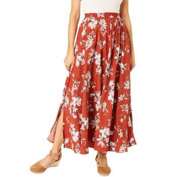Woman Within Women's Plus Size Pull-On Elastic Waist Soft Maxi Skirt