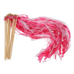 Unique Bargains Party Favor Wooden Handle Lace Ribbon Sticks Fairy Wands 25 Pcs - 1 of 4