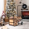 Tangkula Firewood Log Cart Carrier, Wood Hauler with 2 Rubber Wheels & Ergonomic Handle Heavy-Duty Steel Frame Indoor Outdoor Fireplace Tools - 2 of 4