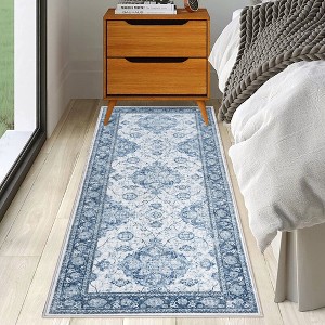 Area Rugs Traditional Vintage Floral Printed Rug Washable Non Slip Floor Carpet Soft Low Pile Rug for Living Room - 1 of 4