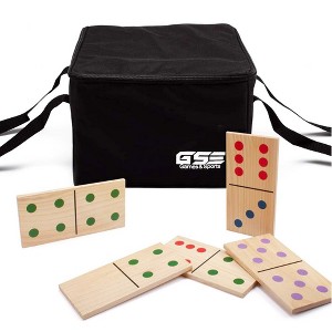 GSE 28-Piece Giant Wood Dominoes with Multi-Color Dots, Jumbo Domino Tile Game Set - 1 of 4