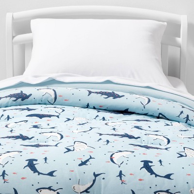 Toddler Shark Cotton Comforter Set Blue - Pillowfort™