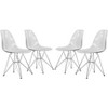 LeisureMod 5-Piece Dining Set – 35" Round Black Iron Table with 4 ABS Plastic Side Chairs in Chrome for Dining Room & Kitchen - 3 of 4