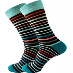 Teal Striped Socks (Men's Sizes Adult Large) from the Sock Panda - 1 of 3