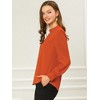 INSPIRE CHIC Women's Office Keyhole Elegant Stand Collar Long Sleeve Back Neck Button Blouse - 4 of 4