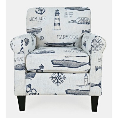 Jofran, Seafarer Coastal Nantucket Cape Nautical Upholstered Accent Chair