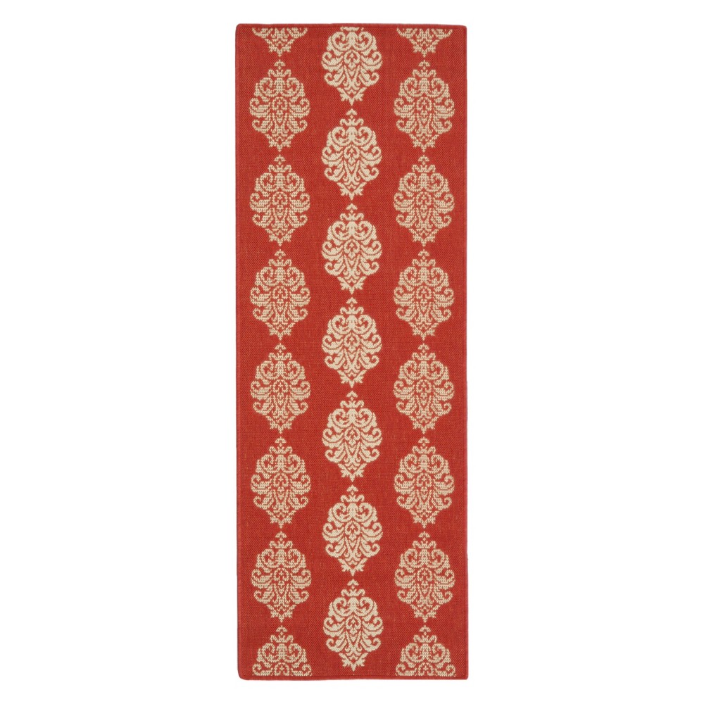 2'3inX12' Runner Orly Outdoor Rug Red/Natural - Safavieh