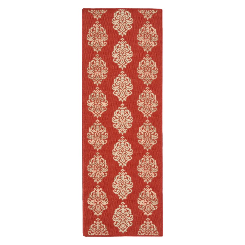 2'3inX12' Runner Orly Outdoor Rug Red/Natural - Safavieh