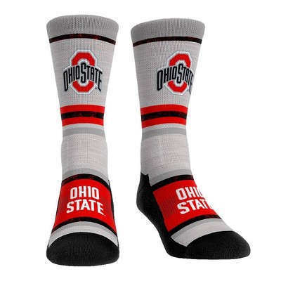 NCAA Ohio State Buckeyes Adult Cool Gray Block Crew Socks - L/XL