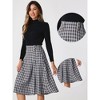 INSPIRE CHIC Women's Vintage Plaid High Waist Pleated A-Line Midi Skirt - 2 of 4