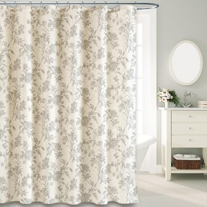 Vintage Farmhouse Shower Curtain for Bathroom Grey Shower Curtain Floral Cotton Linen 70.8x70.8 Inch - 1 of 1