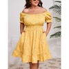 Women's Plus Size Square Neck Printing Smocked Dress Ruffled Cap Sleeves Dress A Line Maxi Formal Dress - 3 of 4