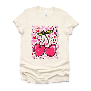 Cherry Hearts Grunge - Women's Short Sleeve Graphic T-Shirt - 1 of 4