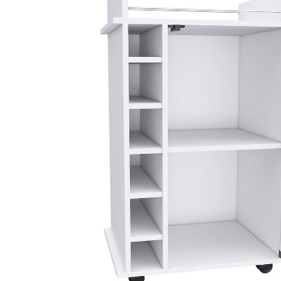 Vynxaria Dukat Bar Cart with Glass Door Cabinet, Wine Rack & Locking Casters