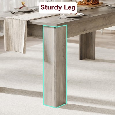 63" Gray MDF Rectangular Farmhouse Dining Table for 4-6