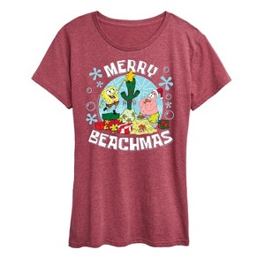 Women's - SpongeBob SquarePants - Merry Beachmas Short Sleeve Graphic T-Shirt - 1 of 4