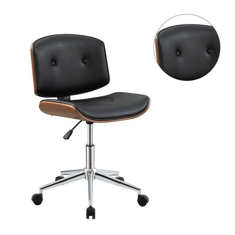 Simple Relax Leatherette Office Chair in Black and Walnut Finish, 3 of 5