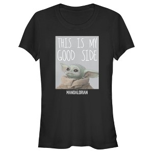 Juniors Womens Star Wars The Mandalorian The Child This Is My Good Side T-Shirt - 1 of 3