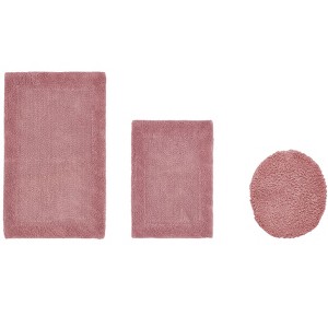Edge Bath Rug 100% Premium Cotton Ultra-Soft Water Absorbent Tufted Solid Reversible 3 Piece Bathroom Rug Set for Machine Washable Bathmat - 1 of 4