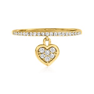 Pure Collection by Ross-Simons 0.20 ct. t.w. Diamond Heart Charm Ring in 14kt Yellow Gold - 1 of 4