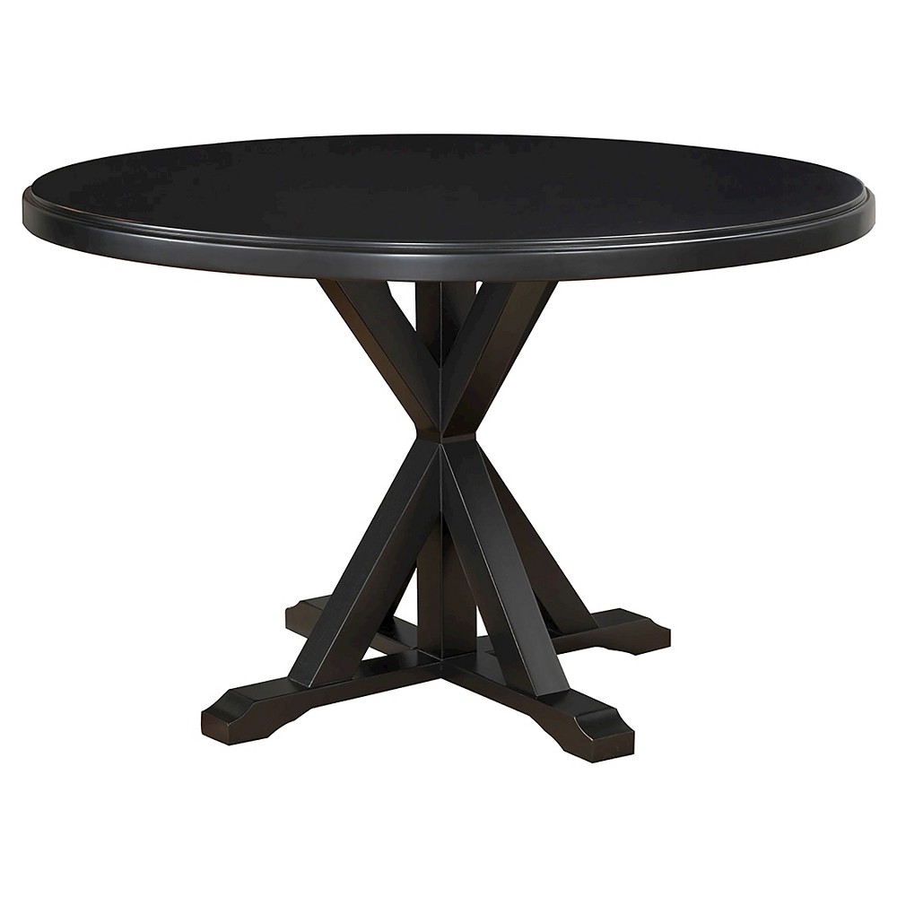 Photos - Garden & Outdoor Decoration Carolina Living Winslet X Base Dining Table Antique Black: 48" Round Pedestal, 6-Seater, MDF Top, Wood Frame