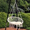 Sunnydaze Indoor/Outdoor Cotton Rope Hammock Chair Bohemian Macrame Hanging Netted Swing with Mounting Hardware, Seat Cushion, and Tassels - Off-White - image 2 of 4