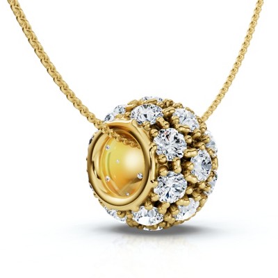 Pompeii3 1Ct Pave Puff Slide Diamond Pendant Women's Necklace 18" Lab Created Gold
