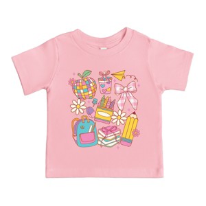 School Supplies Coquette - Kids Youth Short Sleeve Tee and Toddler Short Sleeve Tee - 1 of 3