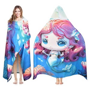 Tirrinia Large Hooded Beach Towel for Adults and Kids, Quick-Dry  Lightweight Microfiber Cape, 52 x 60 Inches - 1 of 4