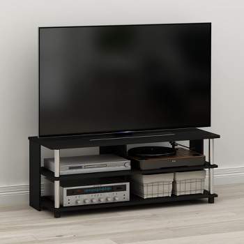 Furinno Sully 3-Tier TV Stand for TV up to 48, Americano, Stainless Steel Tubes
