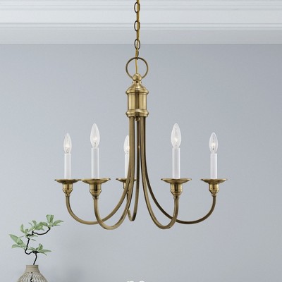 Elegant Cranford 5-Light Antique Brass Candelabra Chandelier