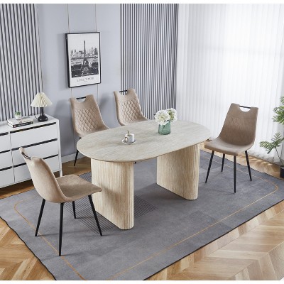 90.55“Extensible table leg,DINING TABLE,OFFICE TABLE,COFFEE TABLE,MDF，White Oak