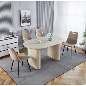 90.55“Extensible table leg,DINING TABLE,OFFICE TABLE,COFFEE TABLE,MDF，White Oak - 1 of 4