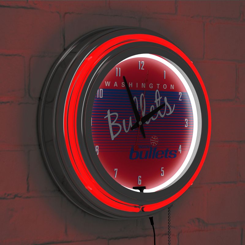 Washington Bullets Hardwood Classics Retro Neon Wall Clock, 5 of 7
