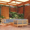 vidaXL Patio Lounge Set with Cushions Garden Outdoor 10 Piece Solid Pinewood - Brown and Gray - 2 of 4