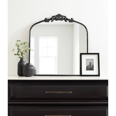 Arendahl Black Ornate Rectangular Wood Wall Mirror, 28" x 30"