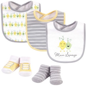 Hudson Baby Infant Cotton Bib and Sock Set 5pk, Main Squeeze, One Size - 1 of 2