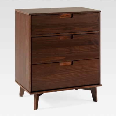 Saracina Home Mid Century Modern Wood 3 Drawer Dresser Walnut : Target