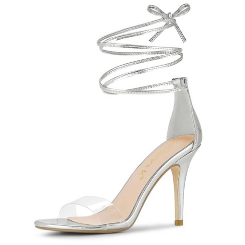 Tie up hot sale silver sandals