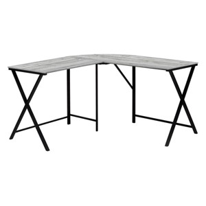 INFURNIC Desks 55"L Modern L Shape Corner Desk with Spacious Surface and Sturdy Black Metal Base, Grey, 55.25"*55.25"*29.75" - 1 of 4